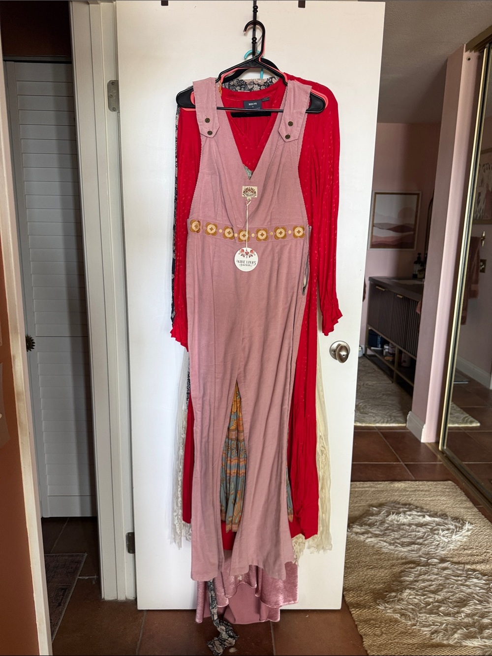 Nine Lives Bazaar Pink Floral-Belt Overalls